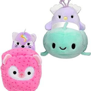 Squishmallow Official Kellytoy Mystery 4 Pack ~ 8 inch, 5 inch, 3.5 inch Clip and 2" Mini Squishville Set