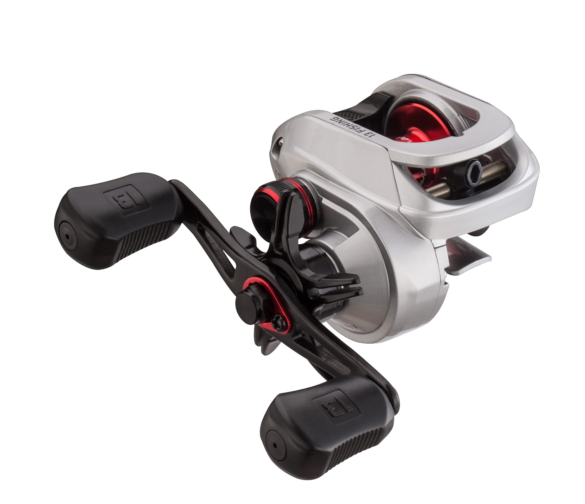 13 FISHING - Origin F1 Baitcast Reel - 6.6:1 Gear Ratio - Right Hand Retrieve (100 Size) (Fresh) - OF1-6.6-RH, Silver/Black/Red