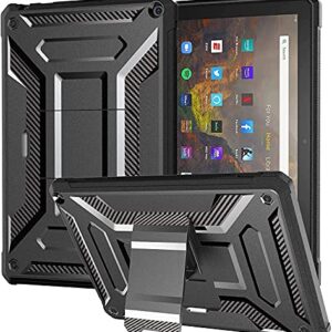 DJ&RPPQ All-New Fire HD 10 & Fire HD 10 Plus Tablet Case (Only compatible with 11th generation tablet, 2021 release) Lightweight Armor Series Full Cover with Stand for Amazon Fire HD 10 2021 - Black