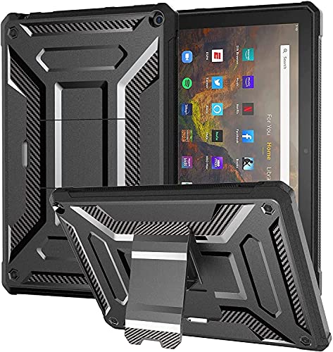 DJ&RPPQ All-New Fire HD 10 & Fire HD 10 Plus Tablet Case (Only compatible with 11th generation tablet, 2021 release) Lightweight Armor Series Full Cover with Stand for Amazon Fire HD 10 2021 - Black