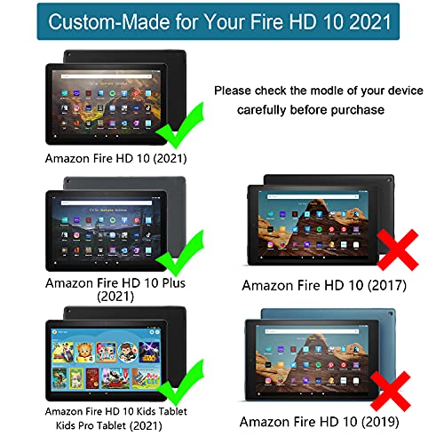 DJ&RPPQ All-New Fire HD 10 & Fire HD 10 Plus Tablet Case (Only compatible with 11th generation tablet, 2021 release) Lightweight Armor Series Full Cover with Stand for Amazon Fire HD 10 2021 - Black