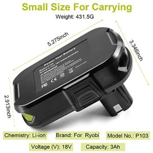 ARyee 3000mAh P102 18V Lithium Battery Replacement for 18Volt Ryobi Tools ONE+ P100 P103 P104 P105 P107 P108 P109 P190 (1)