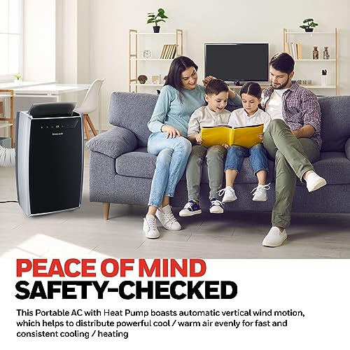 Honeywell Portable Air Conditioner w Heat Pump, Dehumidifier & Fan, Cools & Heats Rooms Up to 700 Sq. Ft. w Remote & Advanced LED Display