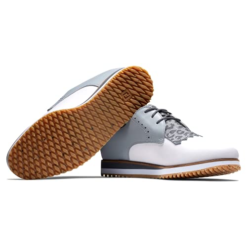 FootJoy Women's Sport Retro Previous Season Style Golf Shoe, White/Grey/Leopard, 9