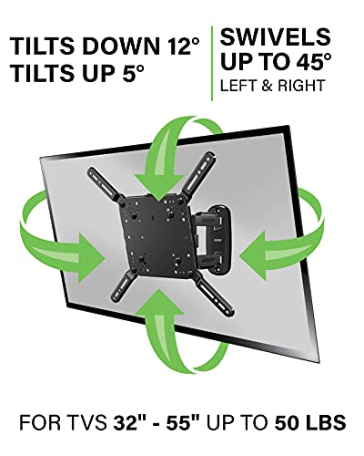 Made for Amazon Universal Full-Motion TV Wall Mount for TVs up to 55" and Compatible with Amazon Fire TVs