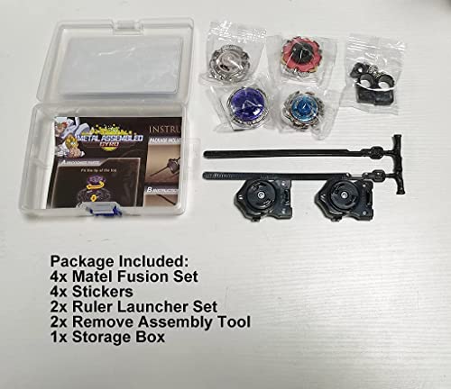 Burst Battle Metal Fusion Turbo Evolution Set with 4D Launcher Set Toys for Prime Boys Pegasus Battling Top