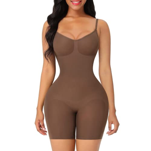 FeelinGirl Shapewear Tummy Control Plus Size Waist Trainer Vest Fajas Colombianas Post Surgery Full Body Shaper Jumpsuit Coffee XS/S