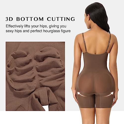 FeelinGirl Shapewear Tummy Control Plus Size Waist Trainer Vest Fajas Colombianas Post Surgery Full Body Shaper Jumpsuit Coffee XS/S