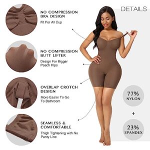 FeelinGirl Shapewear Tummy Control Plus Size Waist Trainer Vest Fajas Colombianas Post Surgery Full Body Shaper Jumpsuit Coffee XS/S