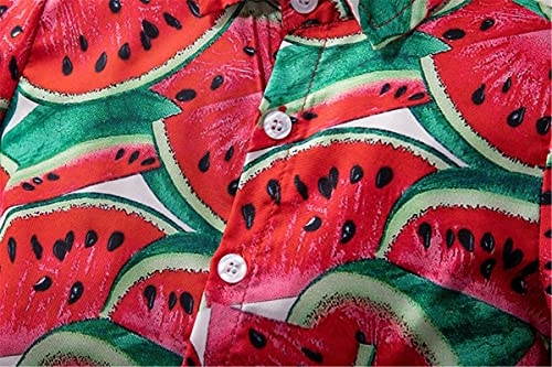 Unique Baby Boys Fun Watermelon Print Short Sleeve Polo Shirts, Red, 12-18 Months = Tag 90