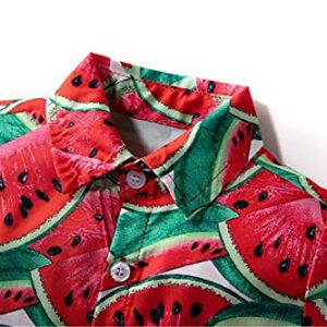 Unique Baby Boys Fun Watermelon Print Short Sleeve Polo Shirts, Red, 12-18 Months = Tag 90