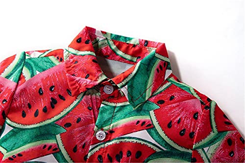 Unique Baby Boys Fun Watermelon Print Short Sleeve Polo Shirts, Red, 12-18 Months = Tag 90