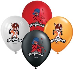 vision licensed miraculous ladybug rena rouge 12" party supplies balloons 16 pcs | assorted colors premium latex for miraculous birthday theme party