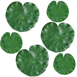 floating lily pads for ponds, 6pcs realistic lily pads leaves artificial floating foam lotus leaves plastic foam water lily pads foliage pond decor for pond pool koi fish patio aquarium