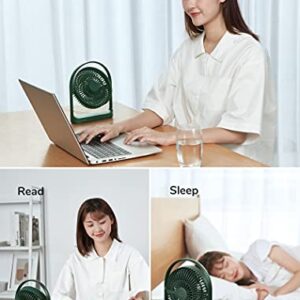 JISULIFE Desk Fan, Mini Desk Fan with 4 Speeds, USB Small Portable Desktop Fan with Unique Design for Home Desktop Office Table Bedroom, Ultra Quiet, Strong Wind, 330°Rotate-Dark Green