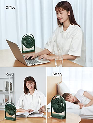 JISULIFE Desk Fan, Mini Desk Fan with 4 Speeds, USB Small Portable Desktop Fan with Unique Design for Home Desktop Office Table Bedroom, Ultra Quiet, Strong Wind, 330°Rotate-Dark Green