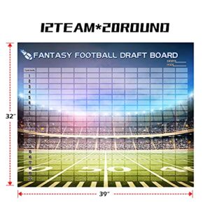 2023 Fantasy Football Draft Board Kit 12 Teams 20 Rounds with 528 Player Sticker Labels