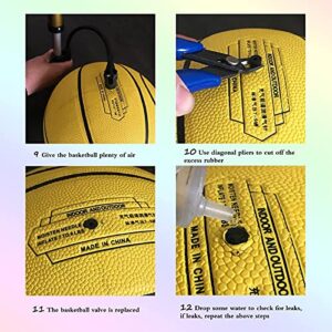 10 Basketball Valves, Leak Repair Kit for Balls, Sports Ball Doctor (Inflatable Ball Nozzle, Needle-Nose Pliers, Crochet Hook, Diagonal Pliers, Air Needle), For Basketball, Football, Volleyball