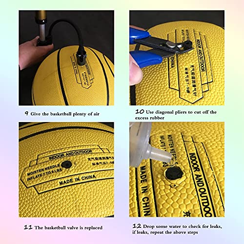 10 Basketball Valves, Leak Repair Kit for Balls, Sports Ball Doctor (Inflatable Ball Nozzle, Needle-Nose Pliers, Crochet Hook, Diagonal Pliers, Air Needle), For Basketball, Football, Volleyball