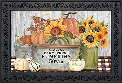 Briarwood Lane Farm Fresh Bushel Autumn Doormat Pumpkins Indoor Outdoor 30" x 18"