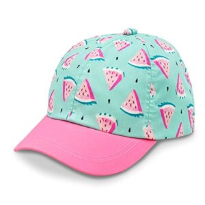 jan & jul kids baseball cap for girl, pink cotton hat (watermelon, 2-12 years)