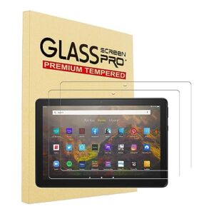 yinoveen 2 pack tempered glass screen protector for amazon fire hd 10 (11th gen 2021 released) for fire hd 10/fire hd 10 plus 10.1 inch, 9h hardness(not fit old hd 10 before 2021 april)