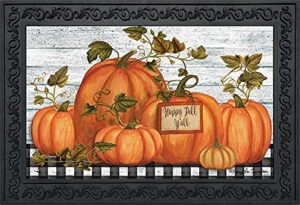 briarwood lane happy fall y'all pumpkins primitive doormat autumn indoor outdoor 30" x 18"