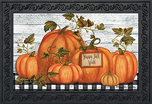 Briarwood Lane Happy Fall Y'all Pumpkins Primitive Doormat Autumn Indoor Outdoor 30" x 18"