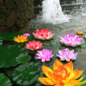 ifundom 5pcs lily pads for ponds, artificial lotus- water lily pads leaves & floating foam lotuses for garden fish pond aquarium pool wedding decor