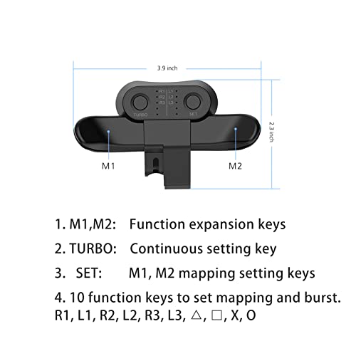 PS4 Controller Paddles, Durable PS4 Back Button Attachment Support for TURBO Burst function, Back Button Attachment/Turbo Function FPS, for PS4 controller