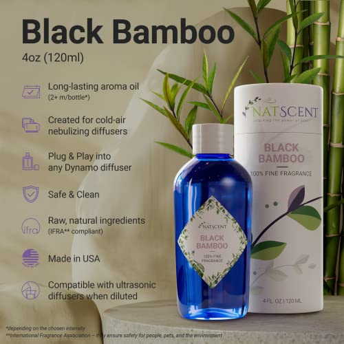 Natscent Plug & Play Black Bamboo Fragrance Oil Bottle Replacement for Dynamo Aromatherapy Diffuser, Luxurious and Relaxing Aroma Oils - 4 oz. (120 ml.)