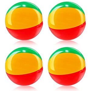 4 pieces beach balls for kids inflatable beach balls large rainbow pool toys swimming pool party ball for summer beach water play toy, pool and party favor (10 inch)