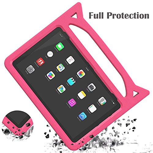 Fire HD 10 Tablet Case for Kids(11th Generation, 2021 Release)-SHREBORN Kids Friendly Shockproof Cover with Handle Stand for All-New Amazon Kindle Fire HD 10 Plus & 10 Kids Pro Tablets-Pink
