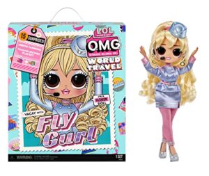 lol surprise omg world travel™ fly gurl fashion doll with 15 surprises including fashion outfit, accessories and reusable playset – great gift for girls ages 4+