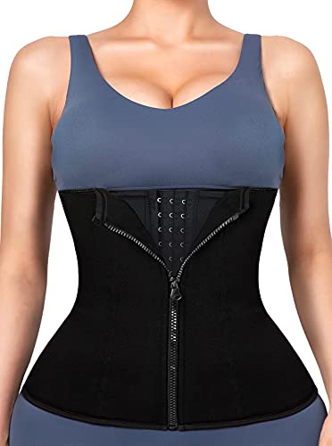 Reamphy Waist Trainer Corset Women Workout Trimmer Sweat Sports Girdle Belt Body Shaper (Black,L)