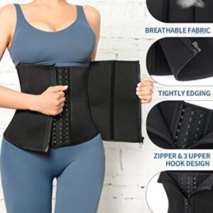 Reamphy Waist Trainer Corset Women Workout Trimmer Sweat Sports Girdle Belt Body Shaper (Black,L)