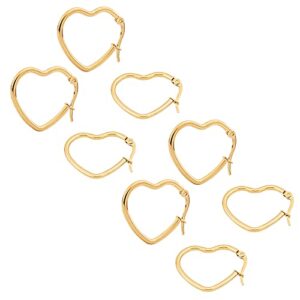 unicraftale about 36pcs heart hoop earrings golden hypoallergenic earring hoops stainless steel ear wires components 12 gauge huggie earrings for women jewellery making 29mm