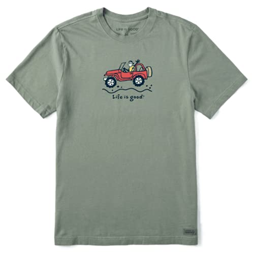 Life is Good Men's Crusher Crew Neck T-Shirt (Off-Road Jake - Moss Green, Large)