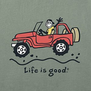 Life is Good Men's Crusher Crew Neck T-Shirt (Off-Road Jake - Moss Green, Large)