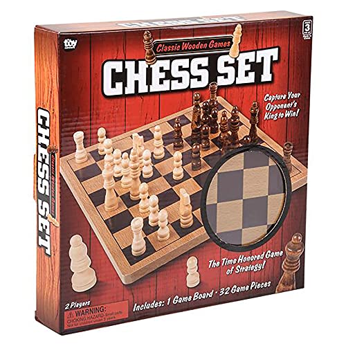 Classic Wooden Board Games, Great for Prizes, 10" (10" Wooden Chess)