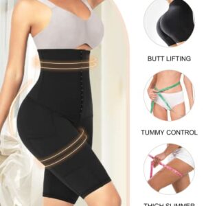 FeelinGirl Tummy Control Shapewear Shorts for Women High Waisted Body Shaper Waist Trainer Leggings with Pockets