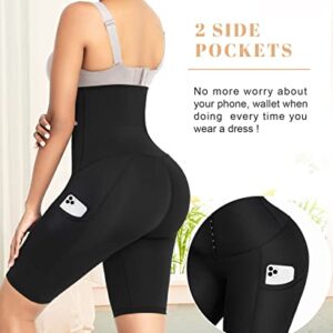 FeelinGirl Tummy Control Shapewear Shorts for Women High Waisted Body Shaper Waist Trainer Leggings with Pockets