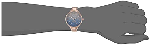 Nine West Women Japanese Quartz Dress Watch with Metal Strap, Rose Gold, 12 (Model: NW/2336BLRG)