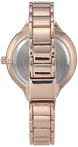 Nine West Women Japanese Quartz Dress Watch with Metal Strap, Rose Gold, 12 (Model: NW/2336BLRG)