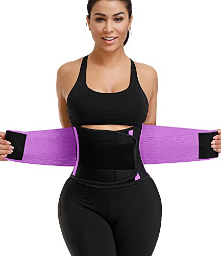 KOOCHY Waist Trainer Belt for Women-Waist Cincher Trimmer Weight Loss Belt-Tummy Control Slimming Body Shaper Belt (Z1-Purple, Small)