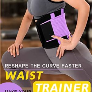 KOOCHY Waist Trainer Belt for Women-Waist Cincher Trimmer Weight Loss Belt-Tummy Control Slimming Body Shaper Belt (Z1-Purple, Small)