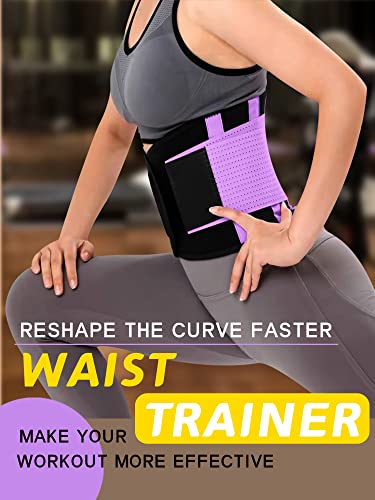 KOOCHY Waist Trainer Belt for Women-Waist Cincher Trimmer Weight Loss Belt-Tummy Control Slimming Body Shaper Belt (Z1-Purple, Small)