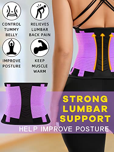 KOOCHY Waist Trainer Belt for Women-Waist Cincher Trimmer Weight Loss Belt-Tummy Control Slimming Body Shaper Belt (Z1-Purple, Small)