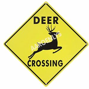 AAROENLYS Metal Tin Sign Deer Xing Crossing Farm Organic Country Yard Sign Aluminum Street Sign for Indoor Outdoor Home Decor Wall Decoration 12x12 Inch