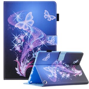 viclowlpfe amazon kindle fire hd 10 and fire hd 10 plus tablet case (compatible with 11th generation 2021 release), slim fit leather stand smart cover with auto sleep/wake, 01 butterfly flower